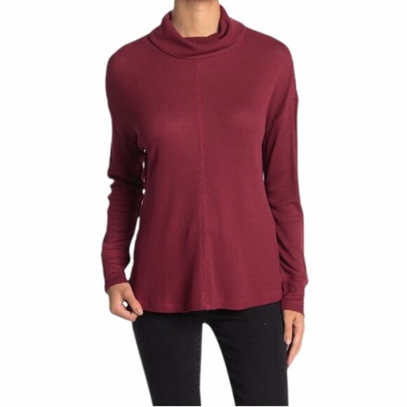 Sanctuary Tops - SANCTUARY Long Sleeve Cowl Neck Waffle Knit Tunic Burgundy NWT in 2X